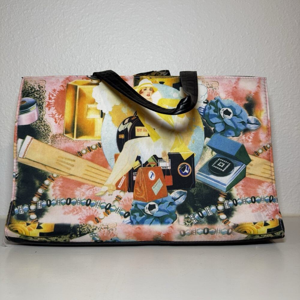 Vintage Art Deco Flapper Collage Handbag 1920s Fashion 14” Beaded Double Sided - Picture 3 of 9